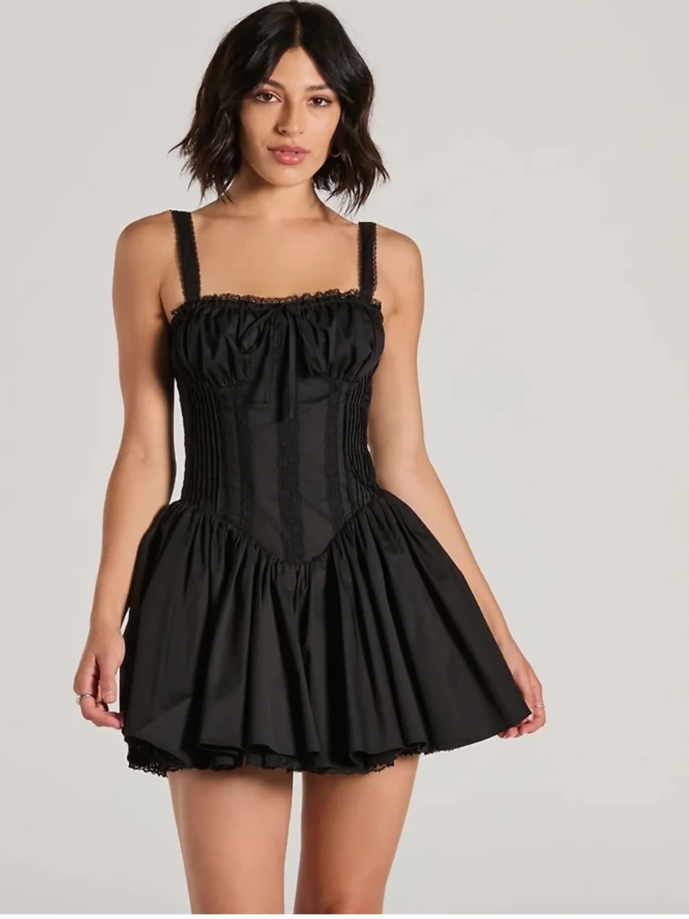 Windsor Black Corset Lace-Up Mini Dress - Picture 4 of 14